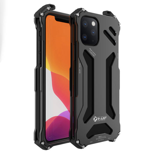 R-JUST Hollow Design Aluminum Metal Case Shockproof Rugged Protective Cover for iPhone 13 Pro 6.1 inch