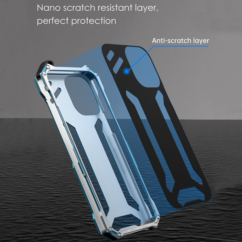 R-JUST Hollow Design Aluminum Metal Case Shockproof Rugged Protective Cover for iPhone 13 Pro 6.1 inch