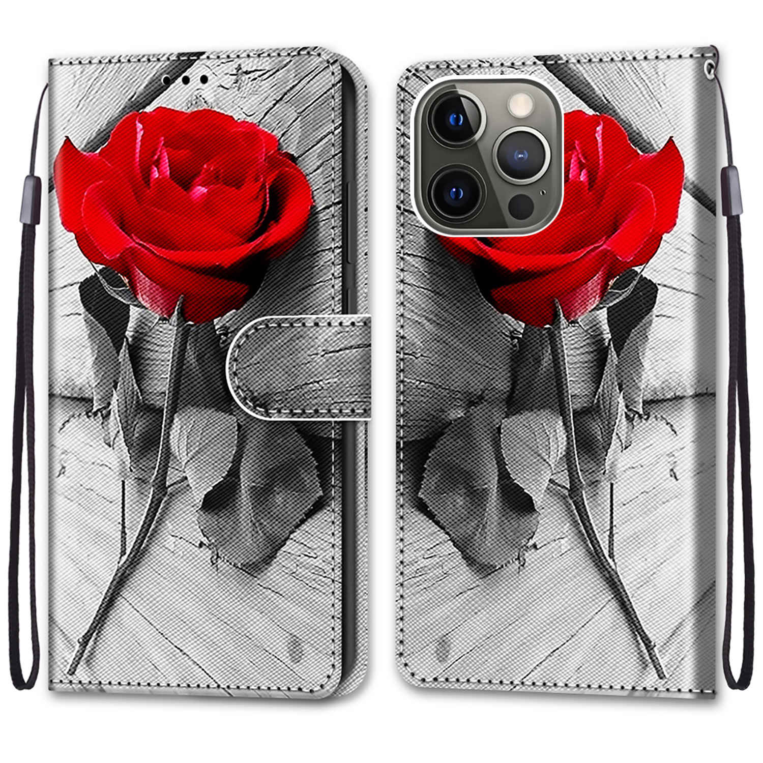 Pattern Printing Wallet Stand Leather Case Phone Shell for iPhone 13 Pro 6.1 inch