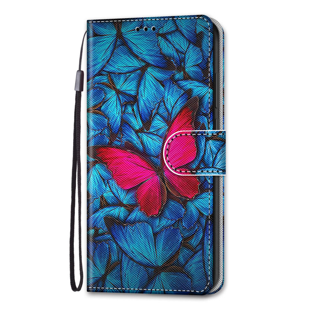 Unique Pattern Printing All-Inclusive Leather Cover Wallet Phone Case with Foldable Stand and Handy Strap for iPhone 13 Pro Max 6.7 inch