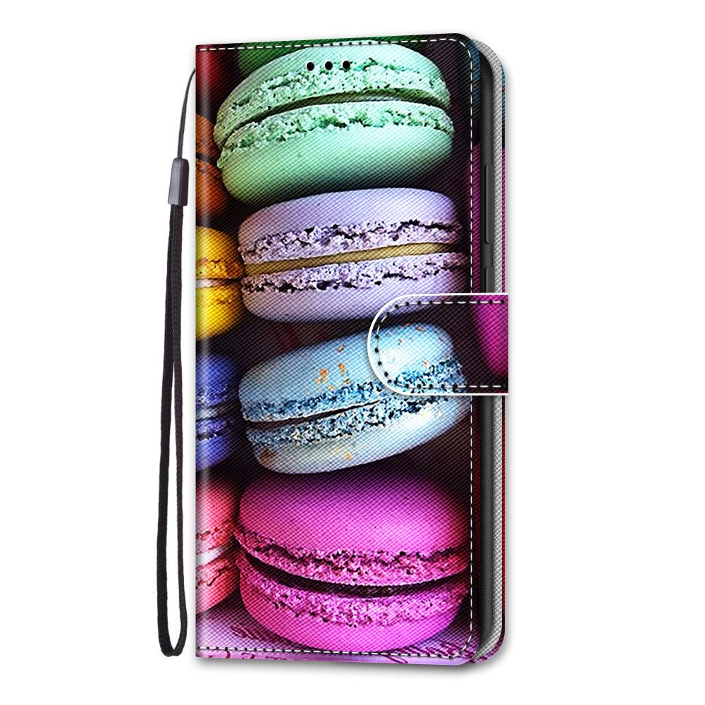 Unique Pattern Printing All-Inclusive Leather Cover Wallet Phone Case with Foldable Stand and Handy Strap for iPhone 13 Pro Max 6.7 inch