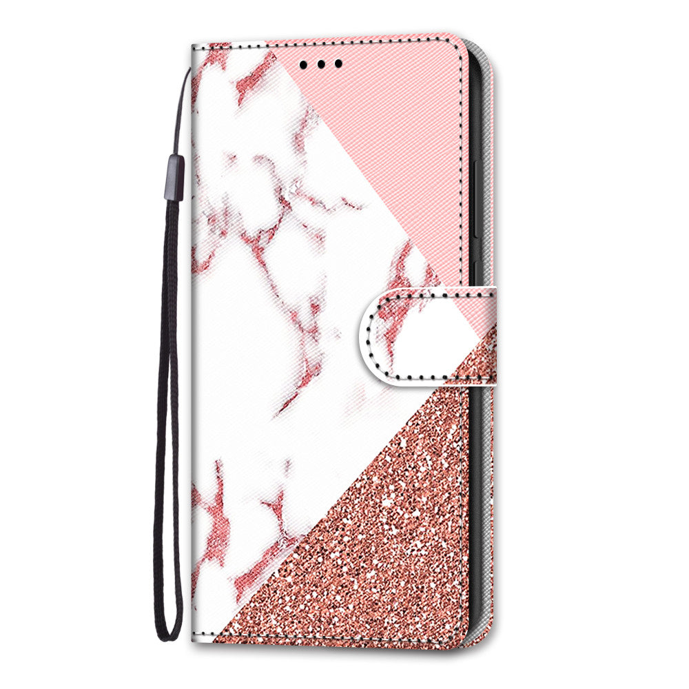Unique Pattern Printing All-Inclusive Leather Cover Wallet Phone Case with Foldable Stand and Handy Strap for iPhone 13 Pro Max 6.7 inch