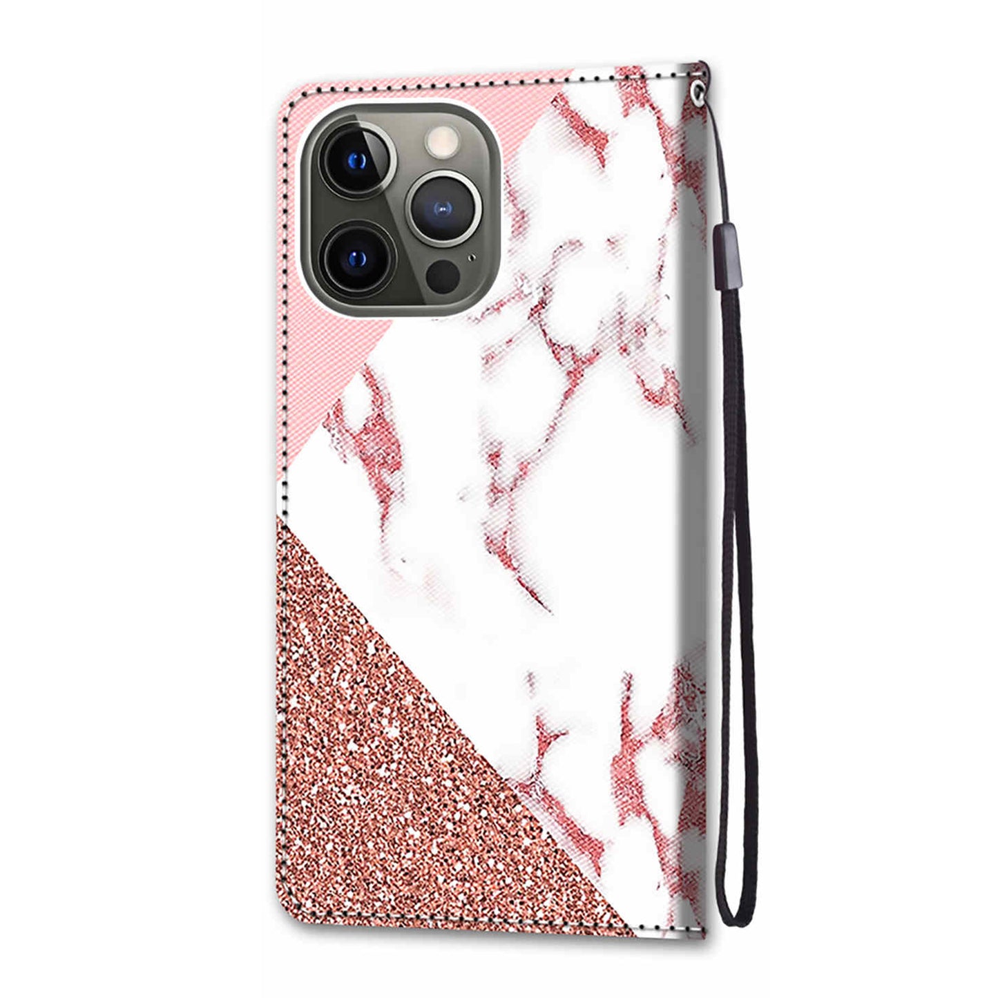Unique Pattern Printing All-Inclusive Leather Cover Wallet Phone Case with Foldable Stand and Handy Strap for iPhone 13 Pro Max 6.7 inch