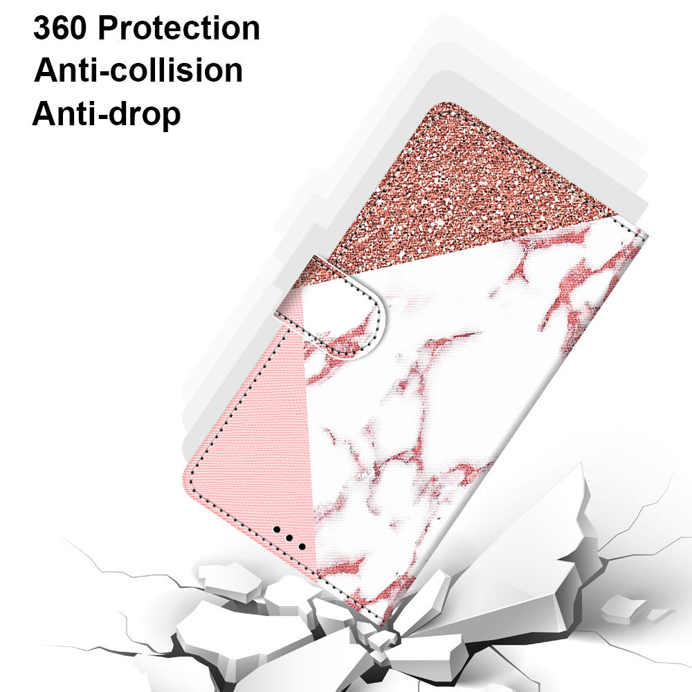 Unique Pattern Printing All-Inclusive Leather Cover Wallet Phone Case with Foldable Stand and Handy Strap for iPhone 13 Pro Max 6.7 inch