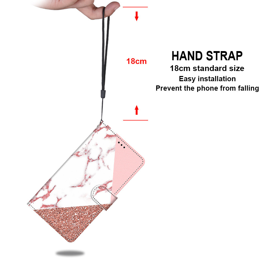 Unique Pattern Printing All-Inclusive Leather Cover Wallet Phone Case with Foldable Stand and Handy Strap for iPhone 13 Pro Max 6.7 inch