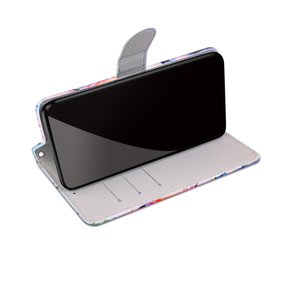 Unique Pattern Printing All-Inclusive Leather Cover Wallet Phone Case with Foldable Stand and Handy Strap for iPhone 13 Pro Max 6.7 inch