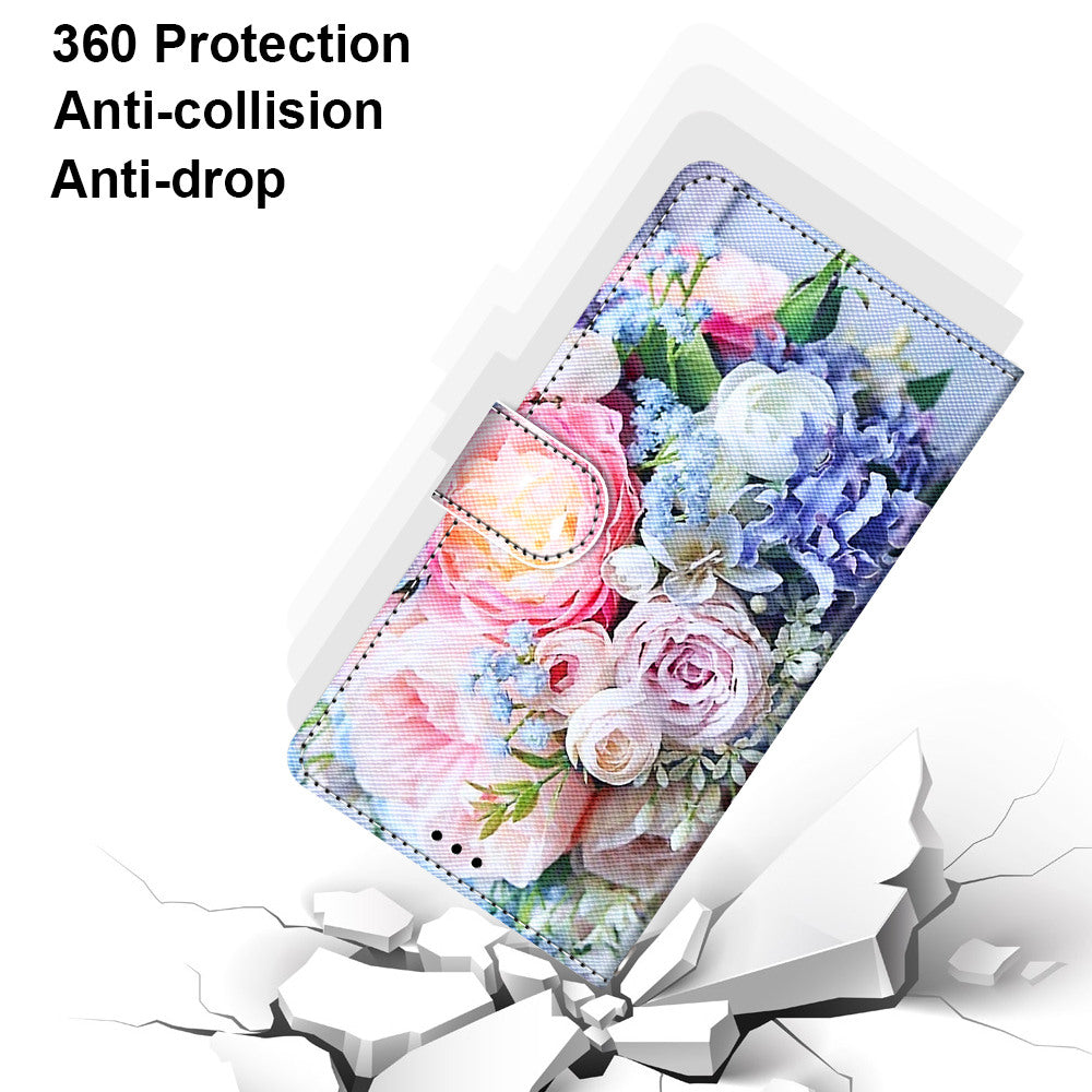 Unique Pattern Printing All-Inclusive Leather Cover Wallet Phone Case with Foldable Stand and Handy Strap for iPhone 13 Pro Max 6.7 inch