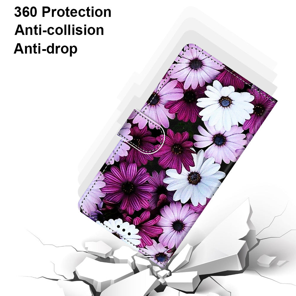 Unique Pattern Printing All-Inclusive Leather Cover Wallet Phone Case with Foldable Stand and Handy Strap for iPhone 13 Pro Max 6.7 inch