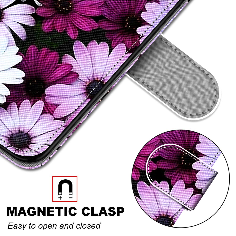 Unique Pattern Printing All-Inclusive Leather Cover Wallet Phone Case with Foldable Stand and Handy Strap for iPhone 13 Pro Max 6.7 inch