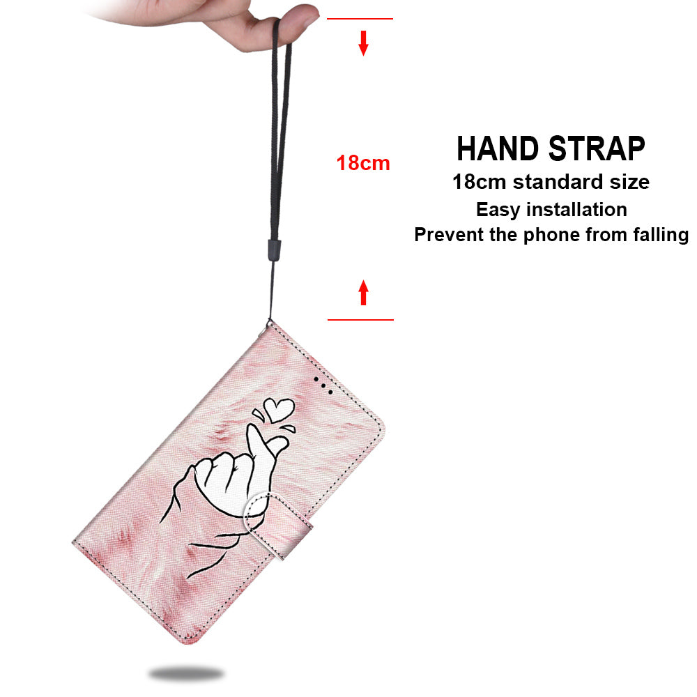 Unique Pattern Printing All-Inclusive Leather Cover Wallet Phone Case with Foldable Stand and Handy Strap for iPhone 13 Pro Max 6.7 inch
