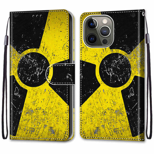 Unique Pattern Printing All-Inclusive Leather Cover Wallet Phone Case with Foldable Stand and Handy Strap for iPhone 13 Pro Max 6.7 inch