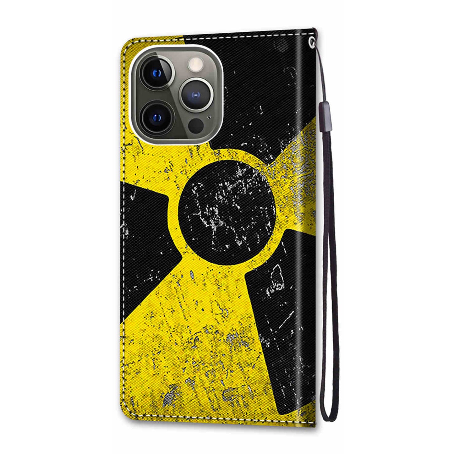 Unique Pattern Printing All-Inclusive Leather Cover Wallet Phone Case with Foldable Stand and Handy Strap for iPhone 13 Pro Max 6.7 inch