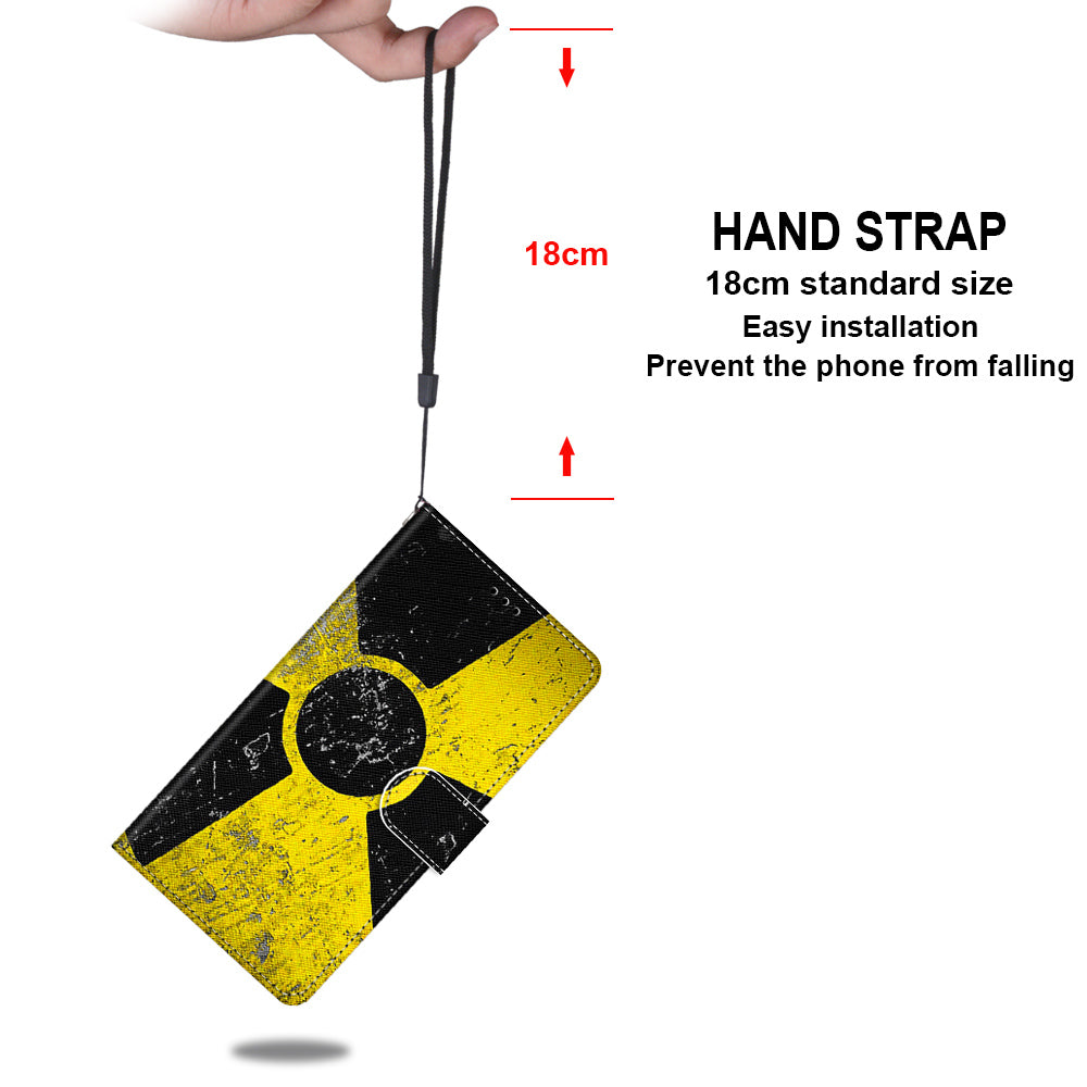Unique Pattern Printing All-Inclusive Leather Cover Wallet Phone Case with Foldable Stand and Handy Strap for iPhone 13 Pro Max 6.7 inch