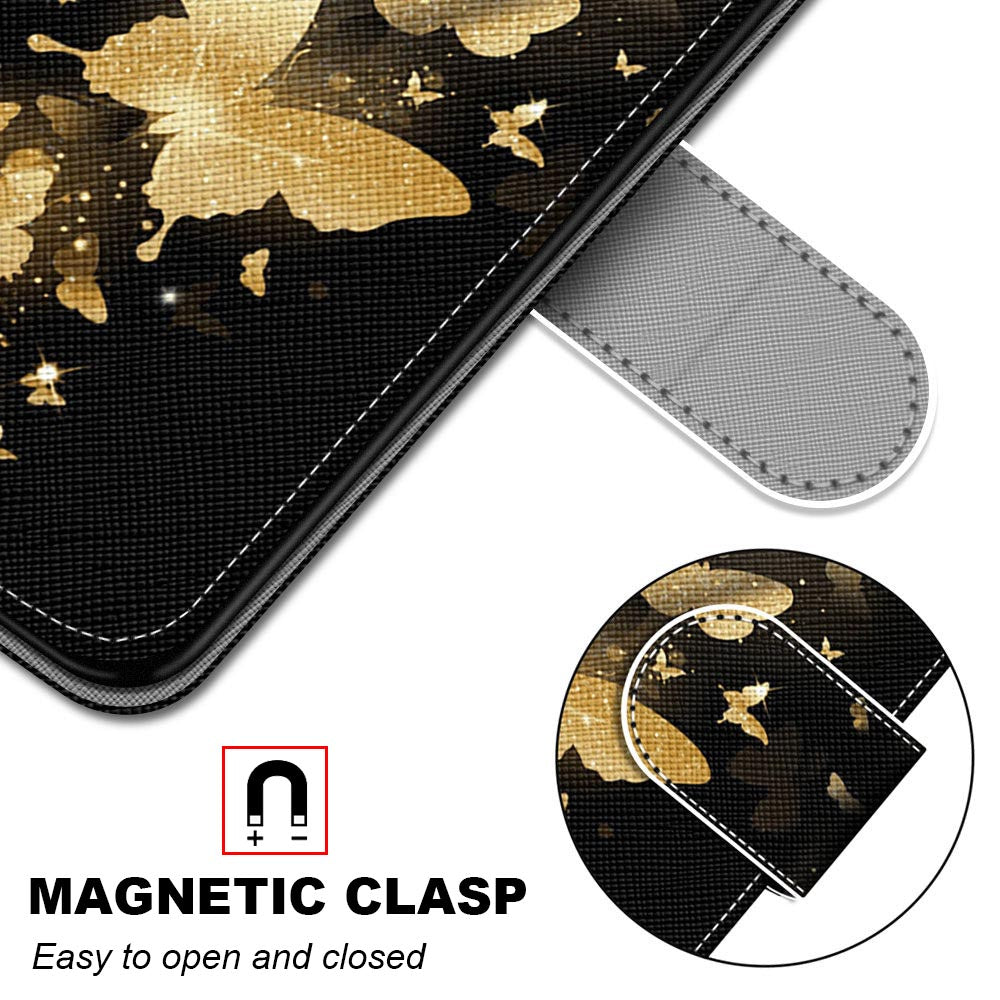 Wallet Design Pattern Printing Leather Cover Phone Case with Foldable Stand and Handy Strap for iPhone 13 Pro Max 6.7 inch