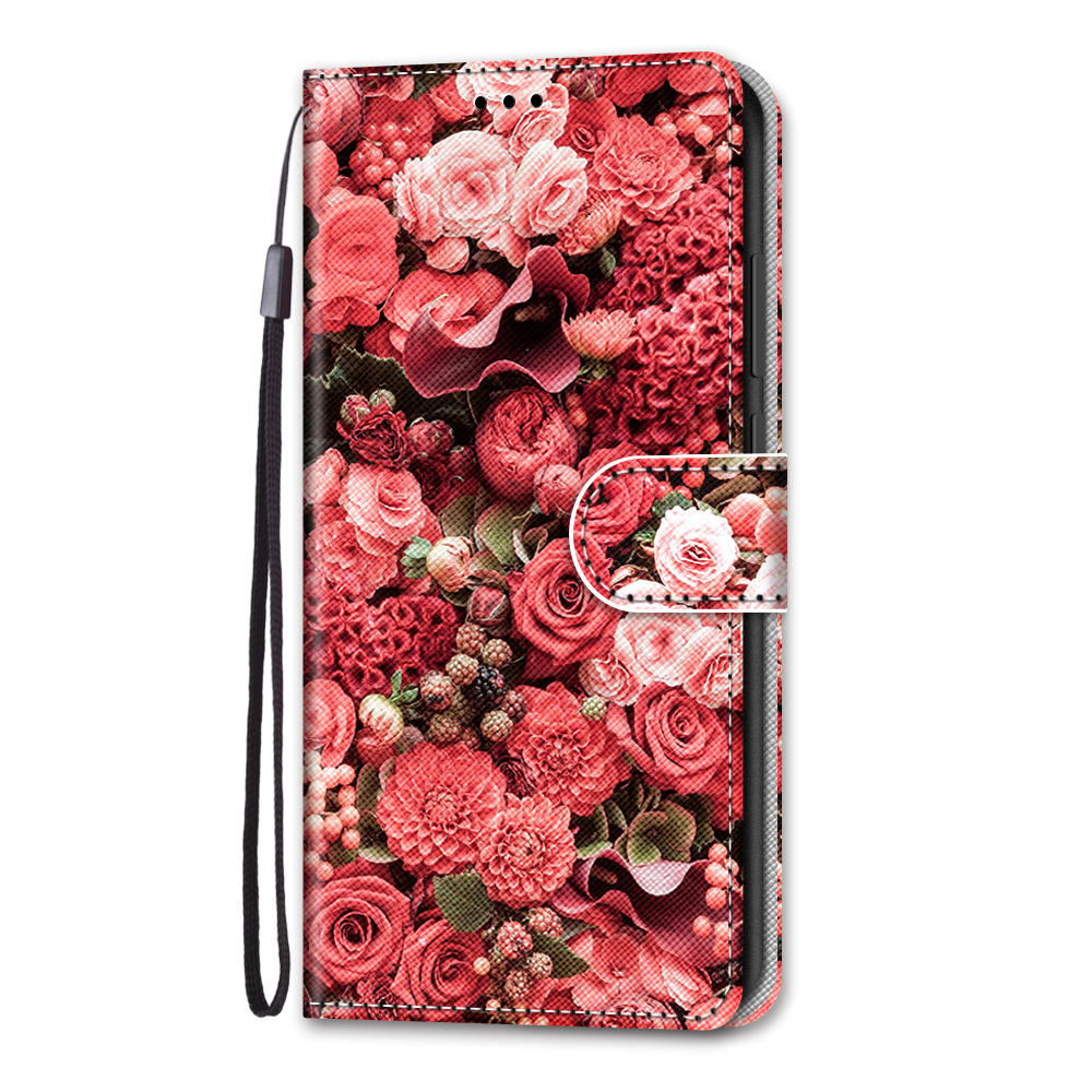Wallet Design Pattern Printing Leather Cover Phone Case with Foldable Stand and Handy Strap for iPhone 13 Pro Max 6.7 inch