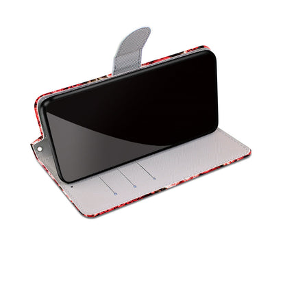 Wallet Design Pattern Printing Leather Cover Phone Case with Foldable Stand and Handy Strap for iPhone 13 Pro Max 6.7 inch