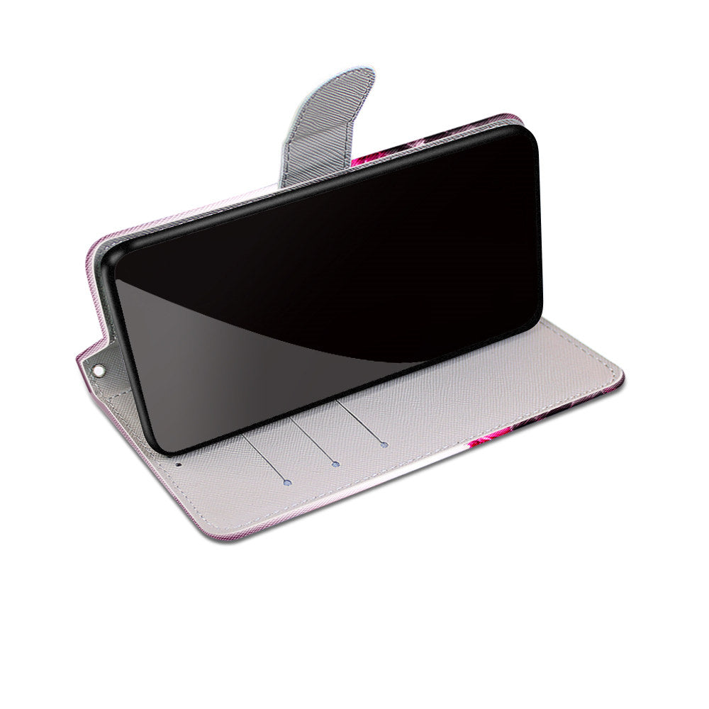 Wallet Design Pattern Printing Leather Cover Phone Case with Foldable Stand and Handy Strap for iPhone 13 Pro Max 6.7 inch