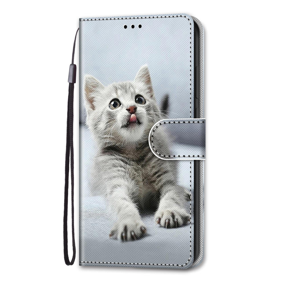 Pattern Printing Folio Flip Anti-Drop Leather Cover Wallet Stand Phone Case with Handy Strap for iPhone 13 Pro 6.1 inch