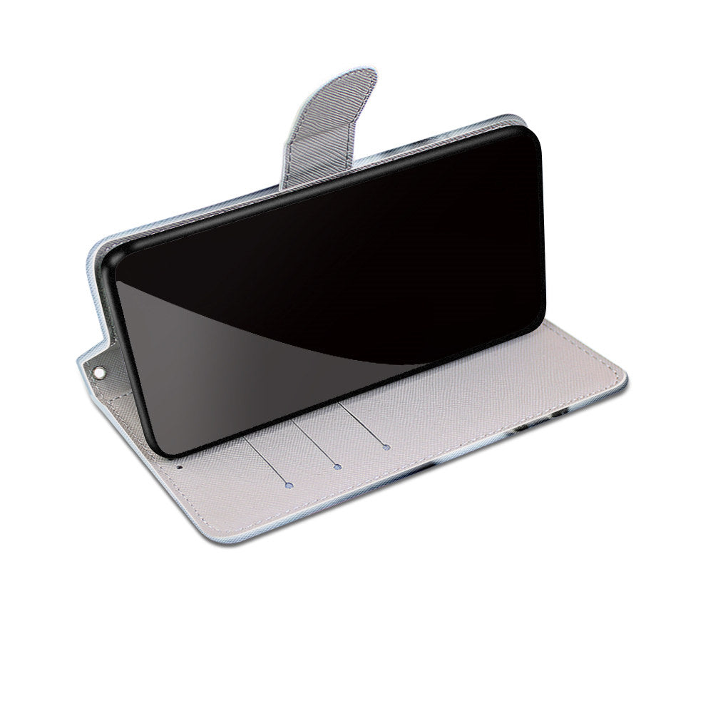 Pattern Printing Folio Flip Anti-Drop Leather Cover Wallet Stand Phone Case with Handy Strap for iPhone 13 Pro 6.1 inch