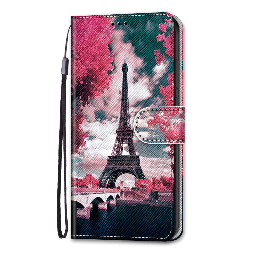 Pattern Printing Folio Flip Anti-Drop Leather Cover Wallet Stand Phone Case with Handy Strap for iPhone 13 Pro 6.1 inch