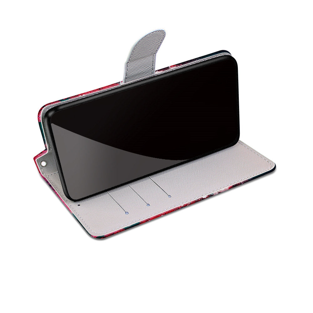 Pattern Printing Folio Flip Anti-Drop Leather Cover Wallet Stand Phone Case with Handy Strap for iPhone 13 Pro 6.1 inch