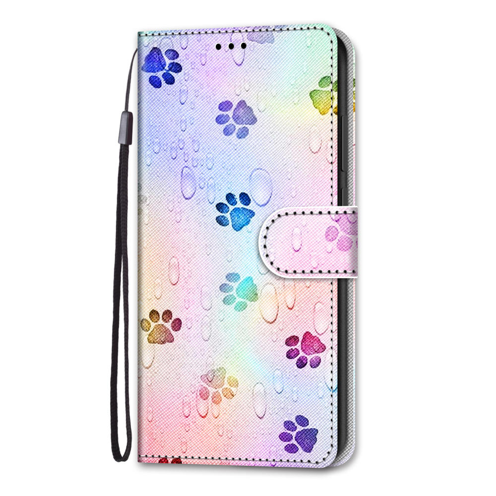 Pattern Printing Folio Flip Anti-Drop Leather Cover Wallet Stand Phone Case with Handy Strap for iPhone 13 Pro 6.1 inch
