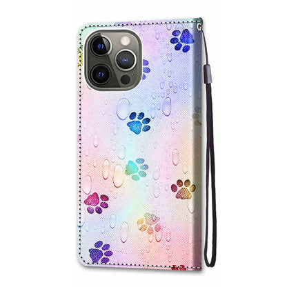 Pattern Printing Folio Flip Anti-Drop Leather Cover Wallet Stand Phone Case with Handy Strap for iPhone 13 Pro 6.1 inch