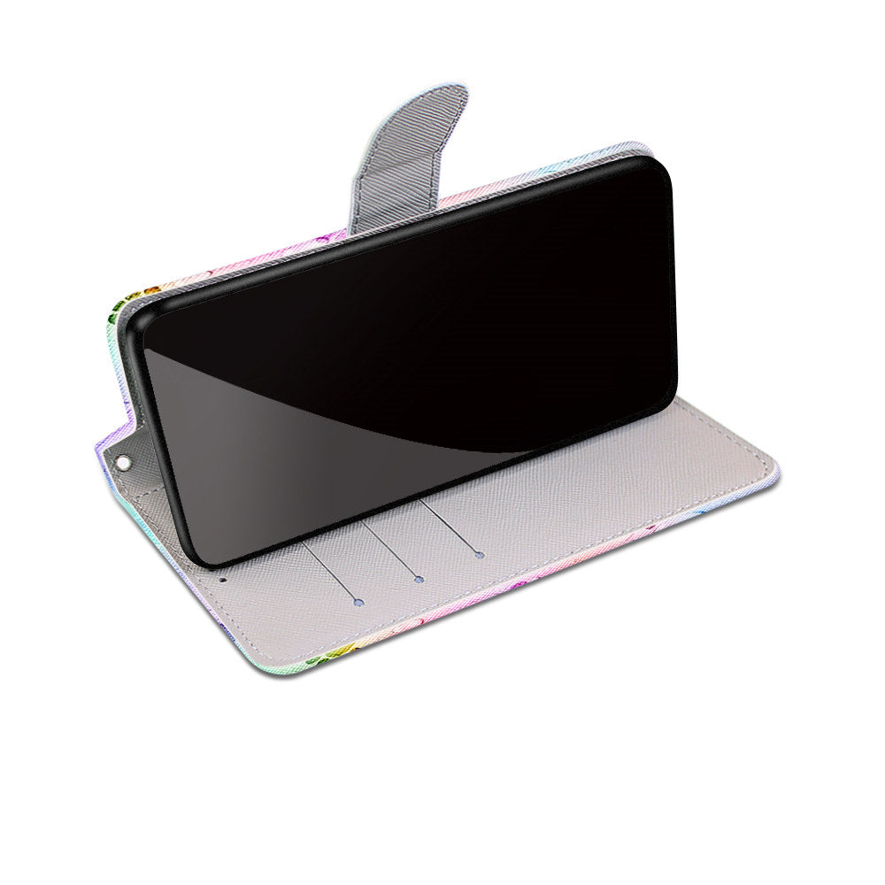 Pattern Printing Folio Flip Anti-Drop Leather Cover Wallet Stand Phone Case with Handy Strap for iPhone 13 Pro 6.1 inch