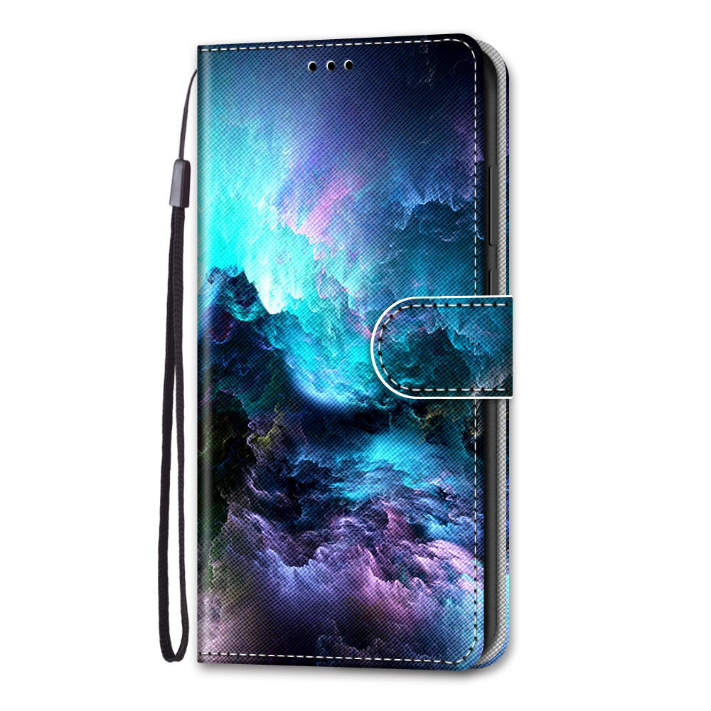 Pattern Printing Folio Flip Anti-Drop Leather Cover Wallet Stand Phone Case with Handy Strap for iPhone 13 Pro 6.1 inch