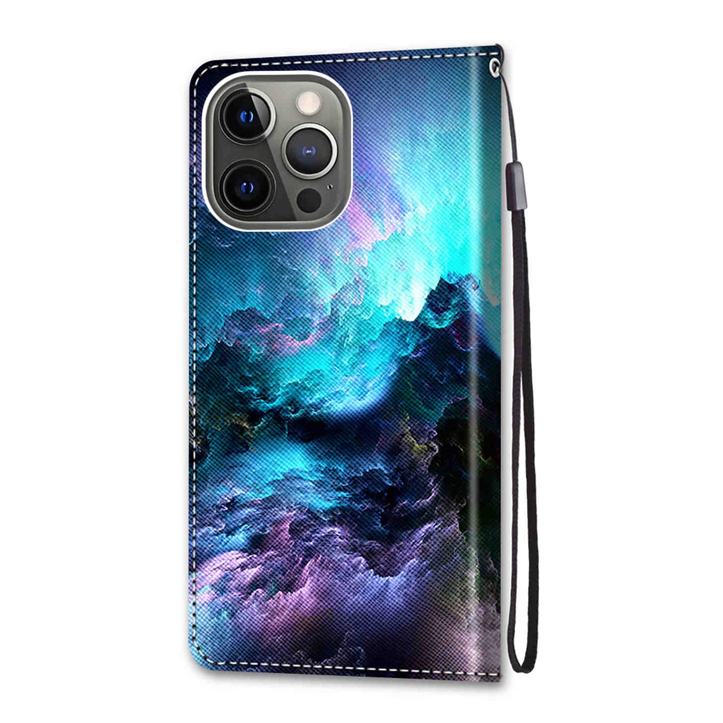 Pattern Printing Folio Flip Anti-Drop Leather Cover Wallet Stand Phone Case with Handy Strap for iPhone 13 Pro 6.1 inch