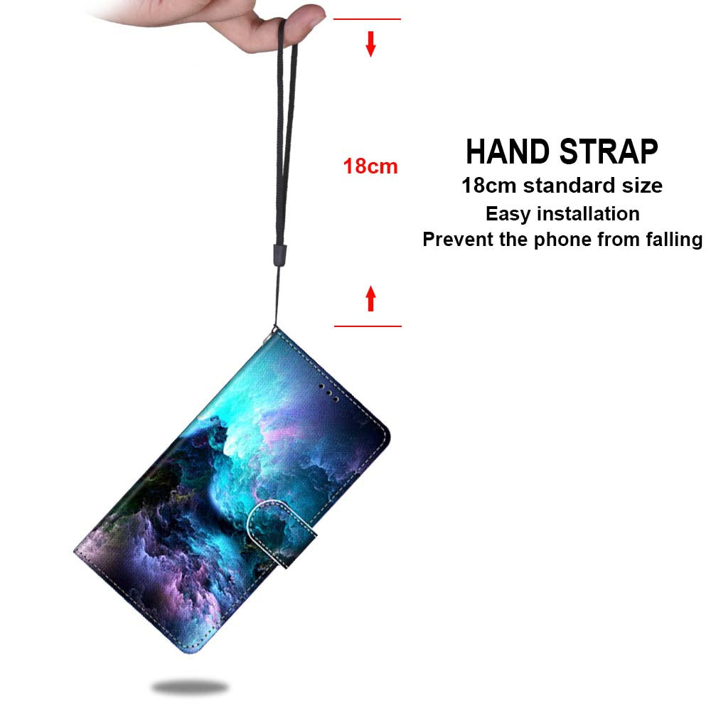 Pattern Printing Folio Flip Anti-Drop Leather Cover Wallet Stand Phone Case with Handy Strap for iPhone 13 Pro 6.1 inch