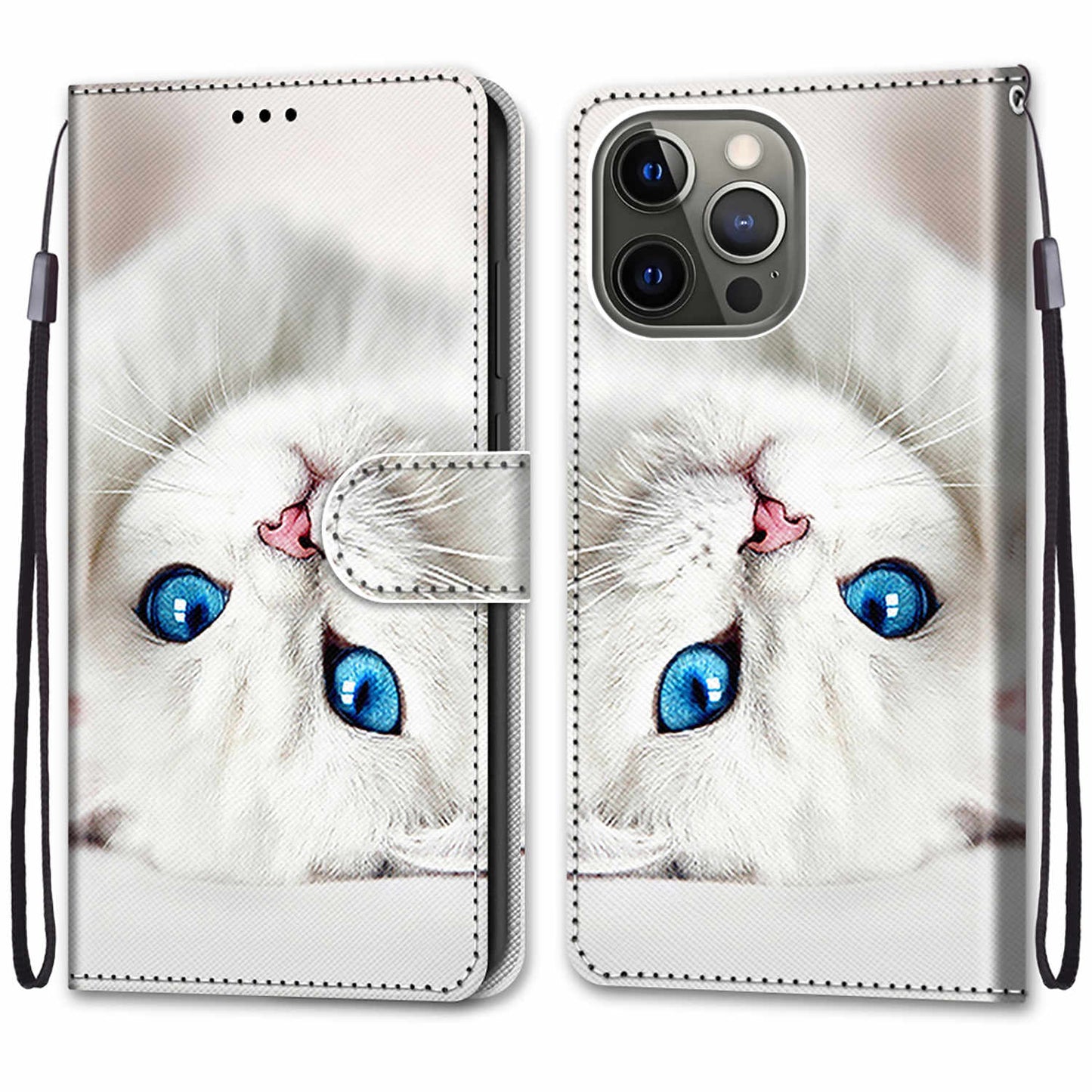 Pattern Printing Folio Flip Anti-Drop Leather Cover Wallet Stand Phone Case with Handy Strap for iPhone 13 Pro 6.1 inch