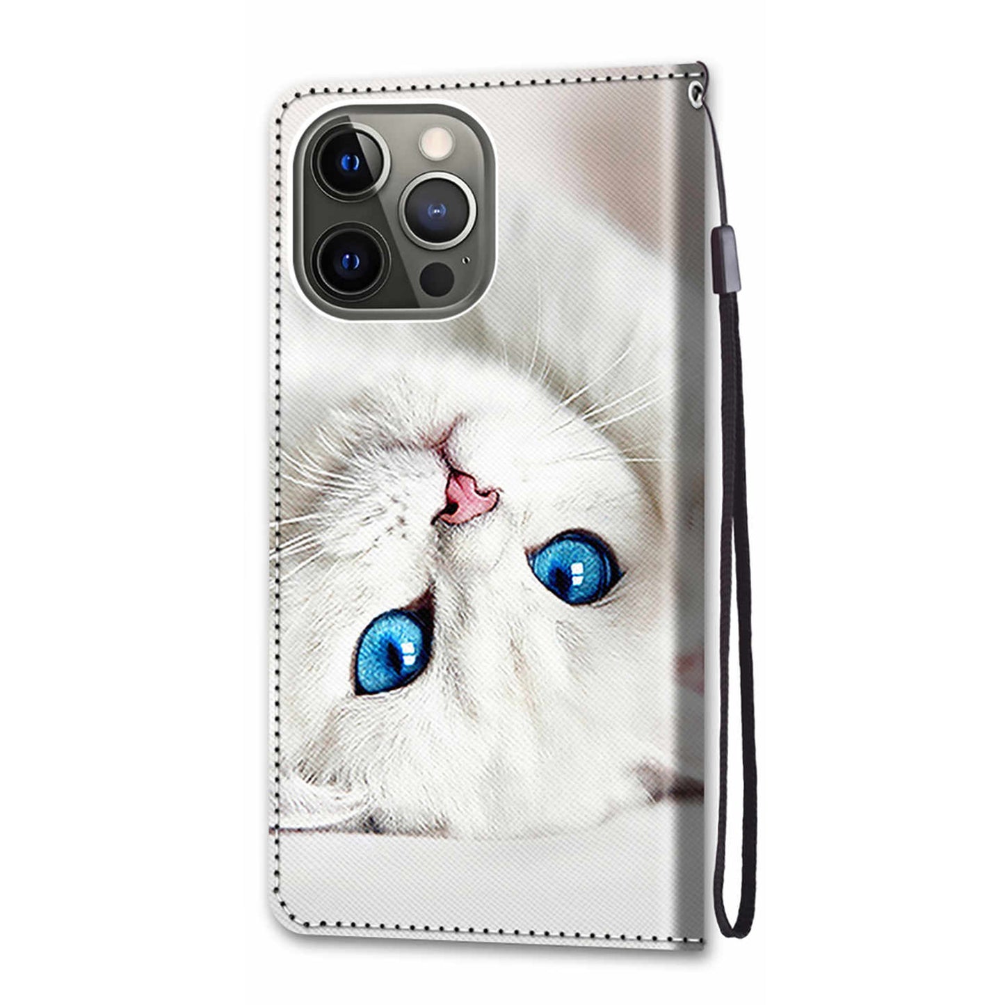Pattern Printing Folio Flip Anti-Drop Leather Cover Wallet Stand Phone Case with Handy Strap for iPhone 13 Pro 6.1 inch