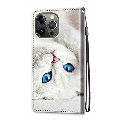 Pattern Printing Folio Flip Anti-Drop Leather Cover Wallet Stand Phone Case with Handy Strap for iPhone 13 Pro 6.1 inch