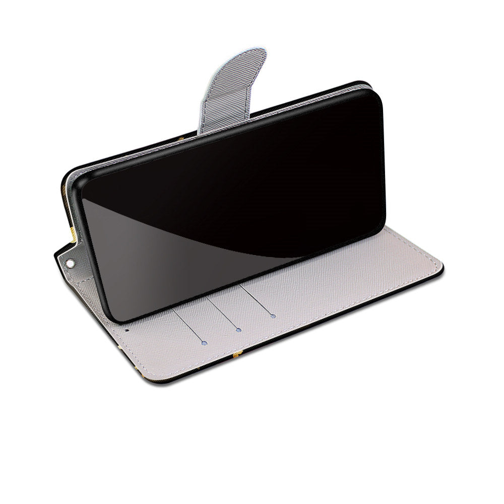 Pattern Printing Folio Flip Anti-Drop Leather Cover Wallet Stand Phone Case with Handy Strap for iPhone 13 Pro 6.1 inch