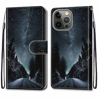 Pattern Printing Folio Flip Anti-Drop Leather Cover Wallet Stand Phone Case with Handy Strap for iPhone 13 Pro 6.1 inch