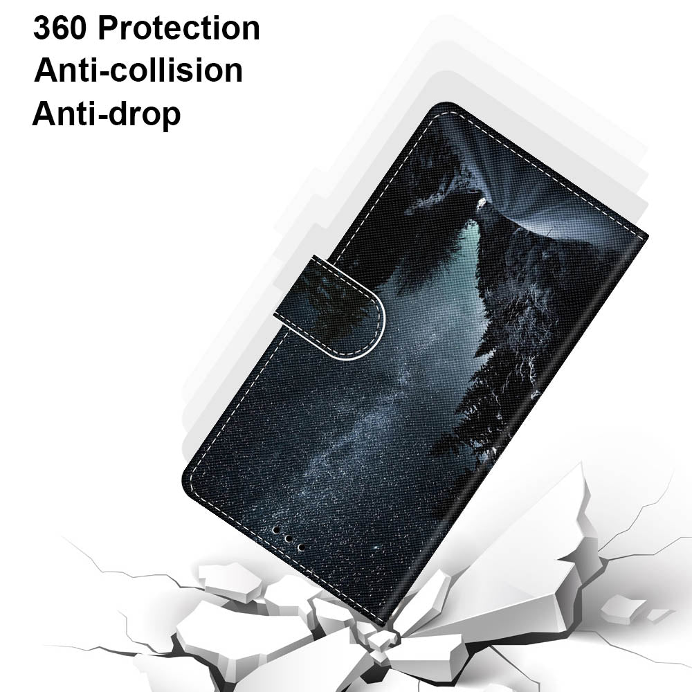 Pattern Printing Folio Flip Anti-Drop Leather Cover Wallet Stand Phone Case with Handy Strap for iPhone 13 Pro 6.1 inch