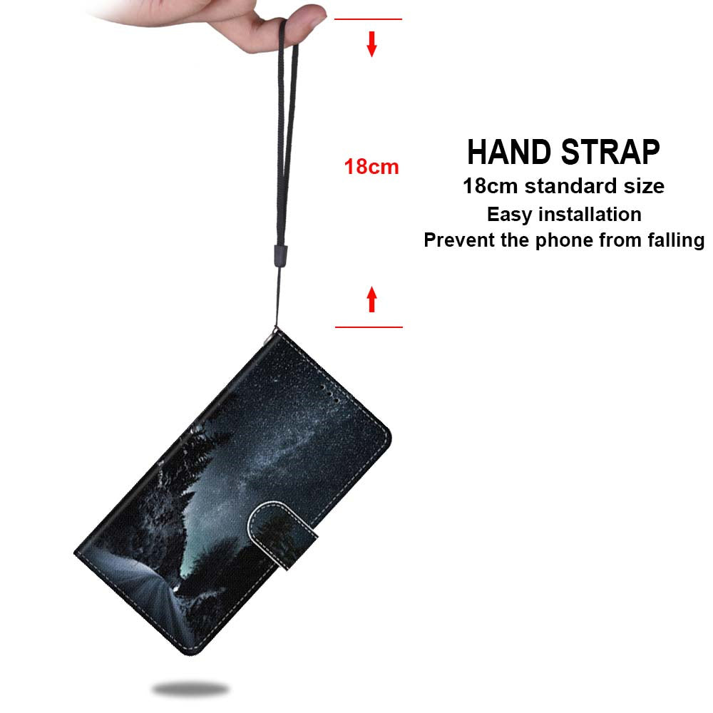 Pattern Printing Folio Flip Anti-Drop Leather Cover Wallet Stand Phone Case with Handy Strap for iPhone 13 Pro 6.1 inch
