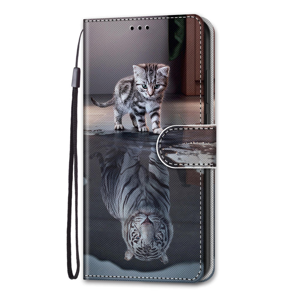 Pattern Printing Folio Flip Anti-Drop Leather Cover Wallet Stand Phone Case with Handy Strap for iPhone 13 Pro 6.1 inch