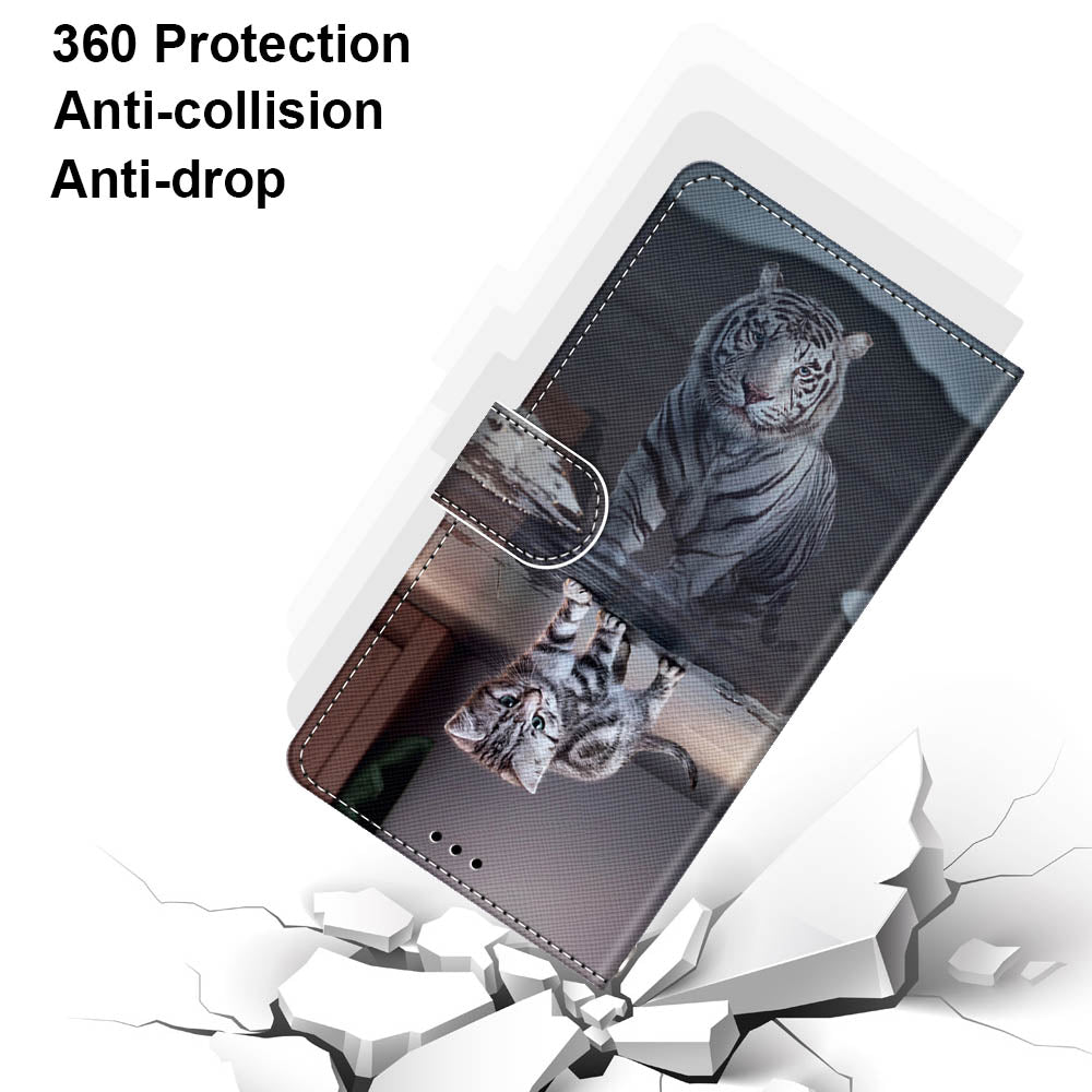 Pattern Printing Folio Flip Anti-Drop Leather Cover Wallet Stand Phone Case with Handy Strap for iPhone 13 Pro 6.1 inch
