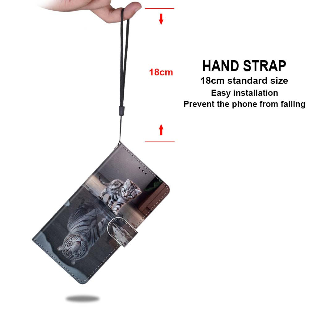 Pattern Printing Folio Flip Anti-Drop Leather Cover Wallet Stand Phone Case with Handy Strap for iPhone 13 Pro 6.1 inch