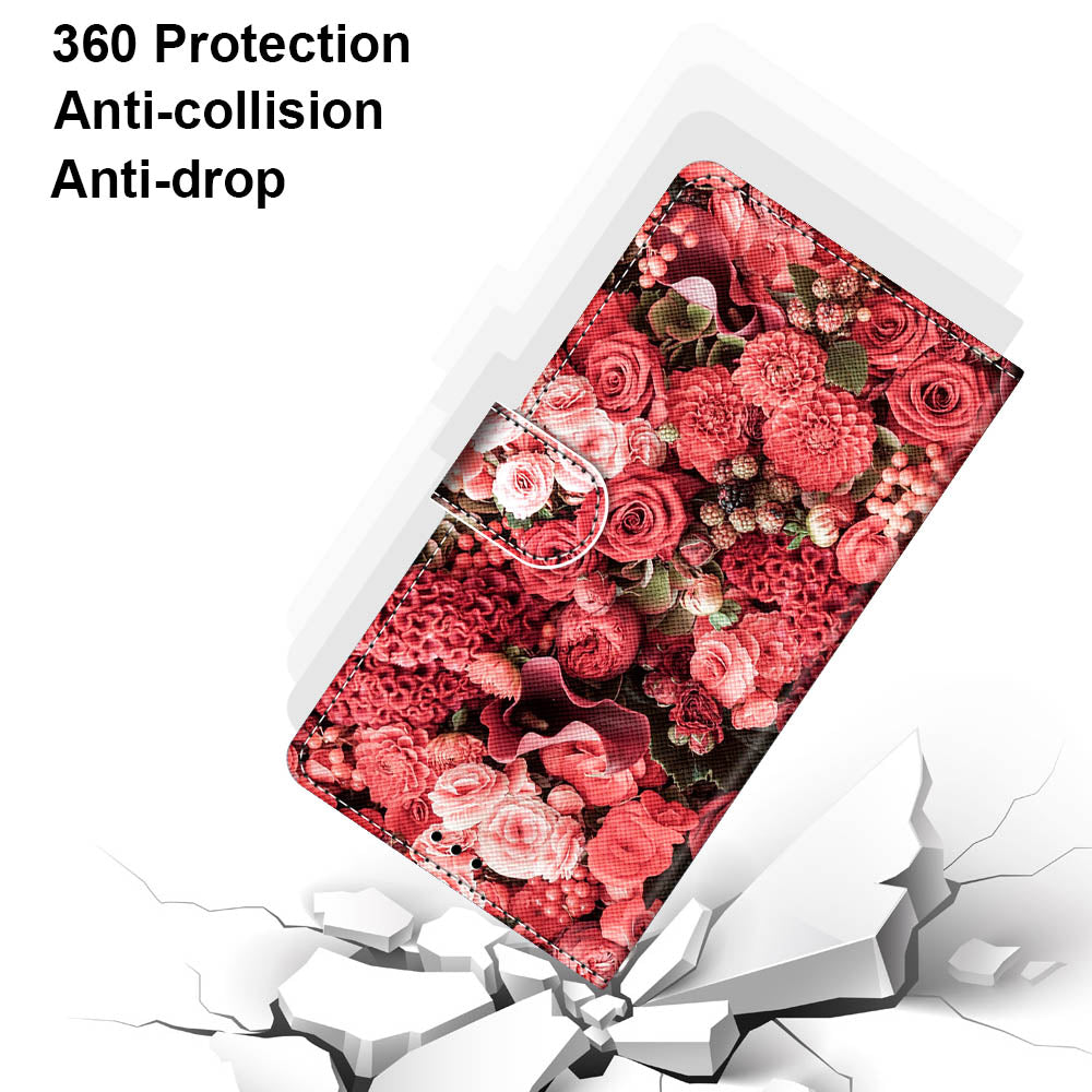 Pattern Printing Folio Flip Anti-Drop Leather Cover Wallet Stand Phone Case with Handy Strap for iPhone 13 Pro 6.1 inch