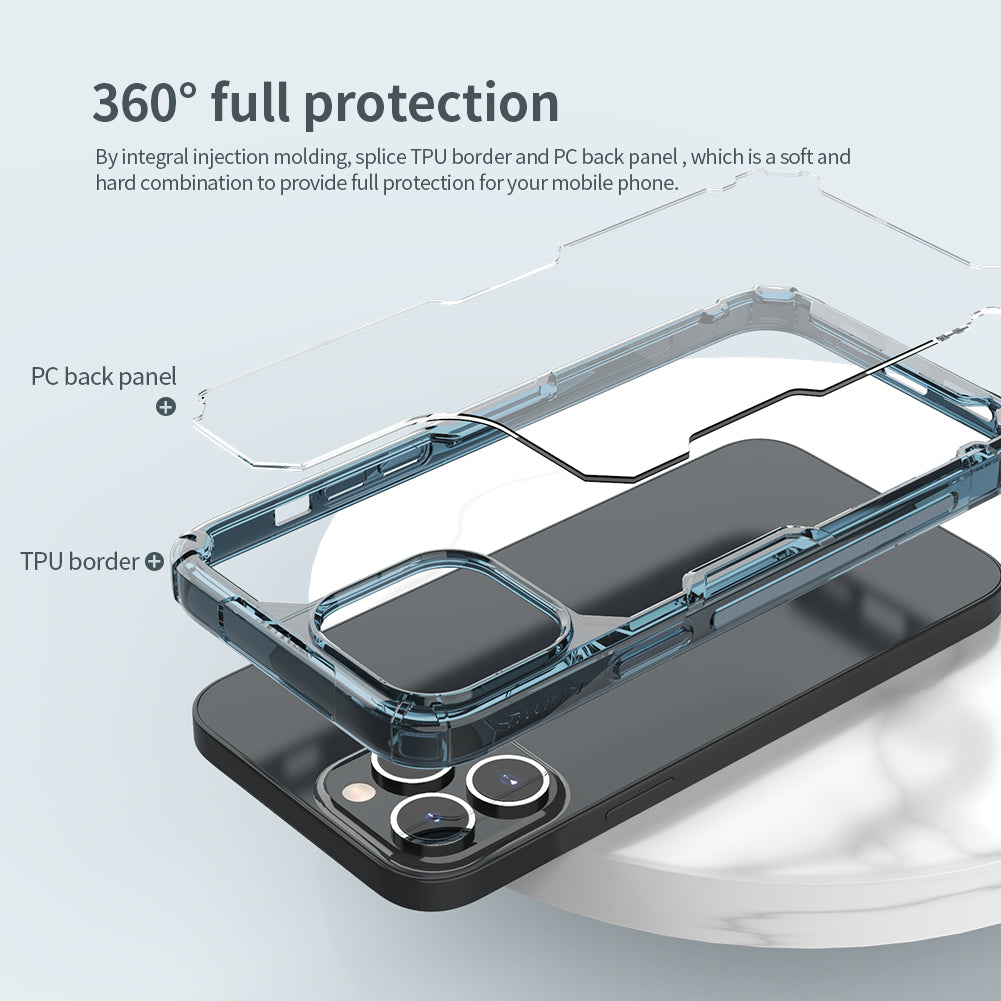 NILLKIN Nature TPU Pro Series Hybrid PC+ TPU Transparent Back Case Cell Phone Cover Protector for iPhone 13 Pro Max 6.7 inch