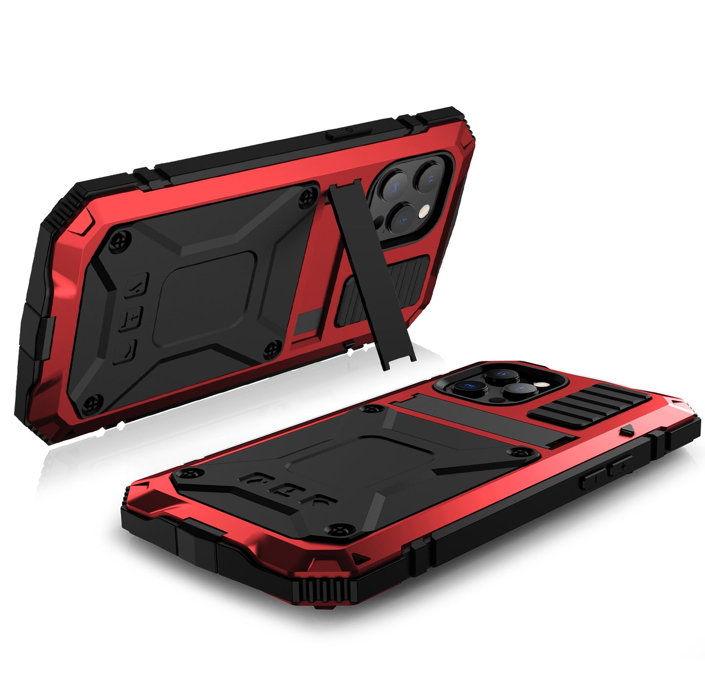 R-JUST Kickstand Silicone Armor Metal Shockproof Cover with Built-in Screen Protector for iPhone 13 Pro Max 6.7 inch