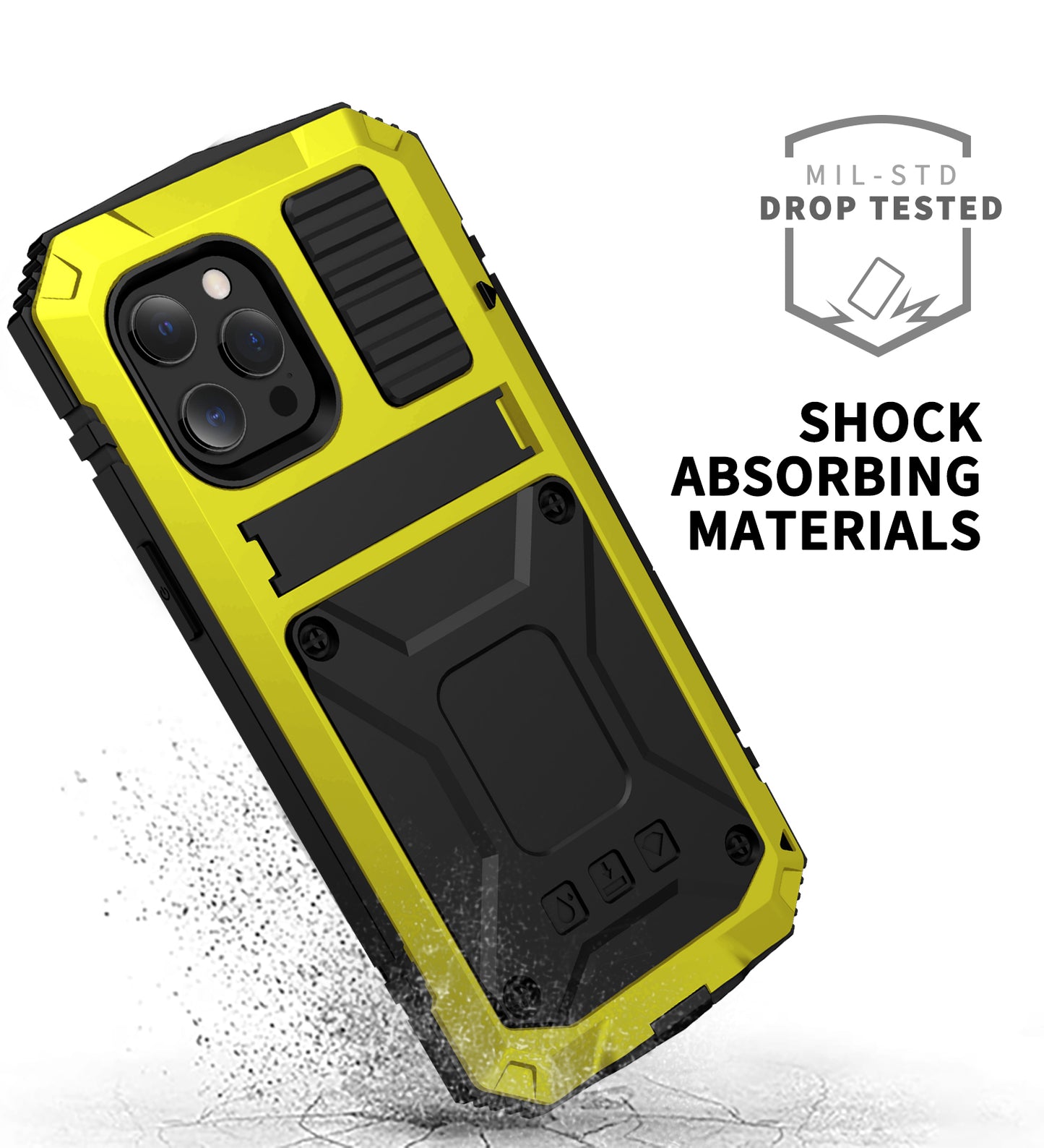 R-JUST Kickstand Full-Body Protective Cover Shockproof Metal Case with Built-in Screen Protector for iPhone 13 Pro 6.1 inch