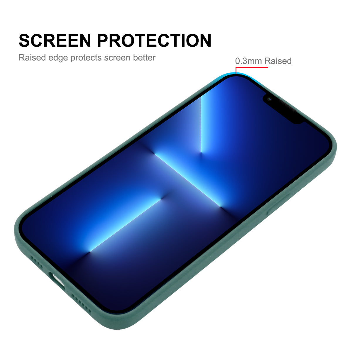 ENKAY HAT PRINCE Drop-Resistant Straight Edging Liquid Silicone Phone Cover Case + 0.26mm 9H 2.5D Strong Tempered Glass Ultra Clear Protector for iPhone 13 Pro 6.1 inch