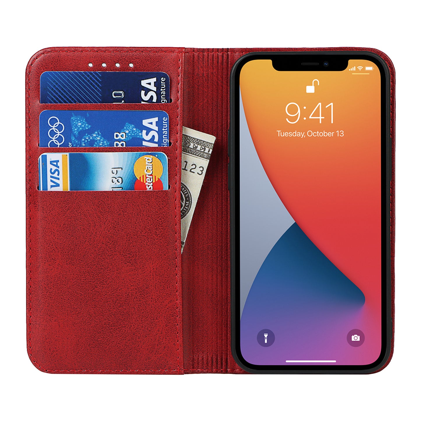 Stand Wallet Leather Phone Flip Case Protective Cover for iPhone 13 Pro 6.1 inch