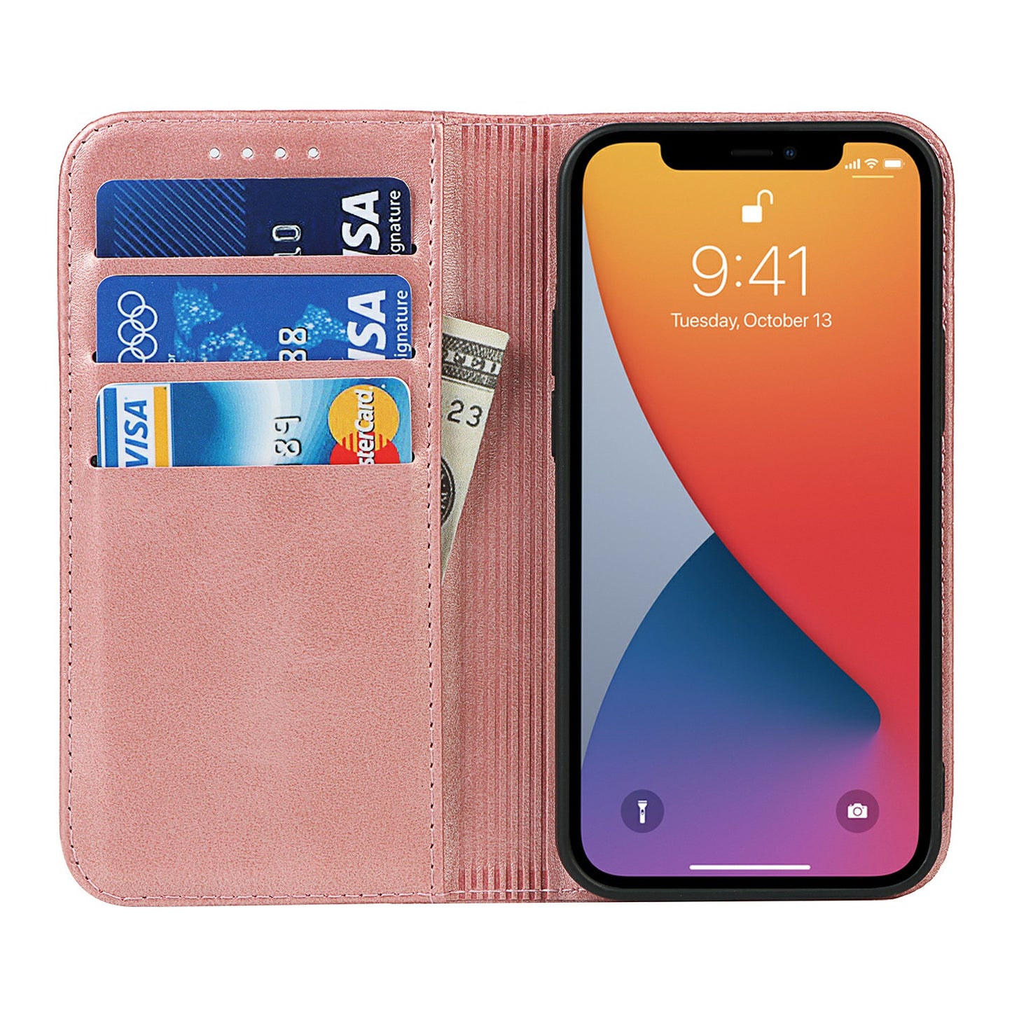 Stand Wallet Leather Phone Flip Case Protective Cover for iPhone 13 Pro 6.1 inch