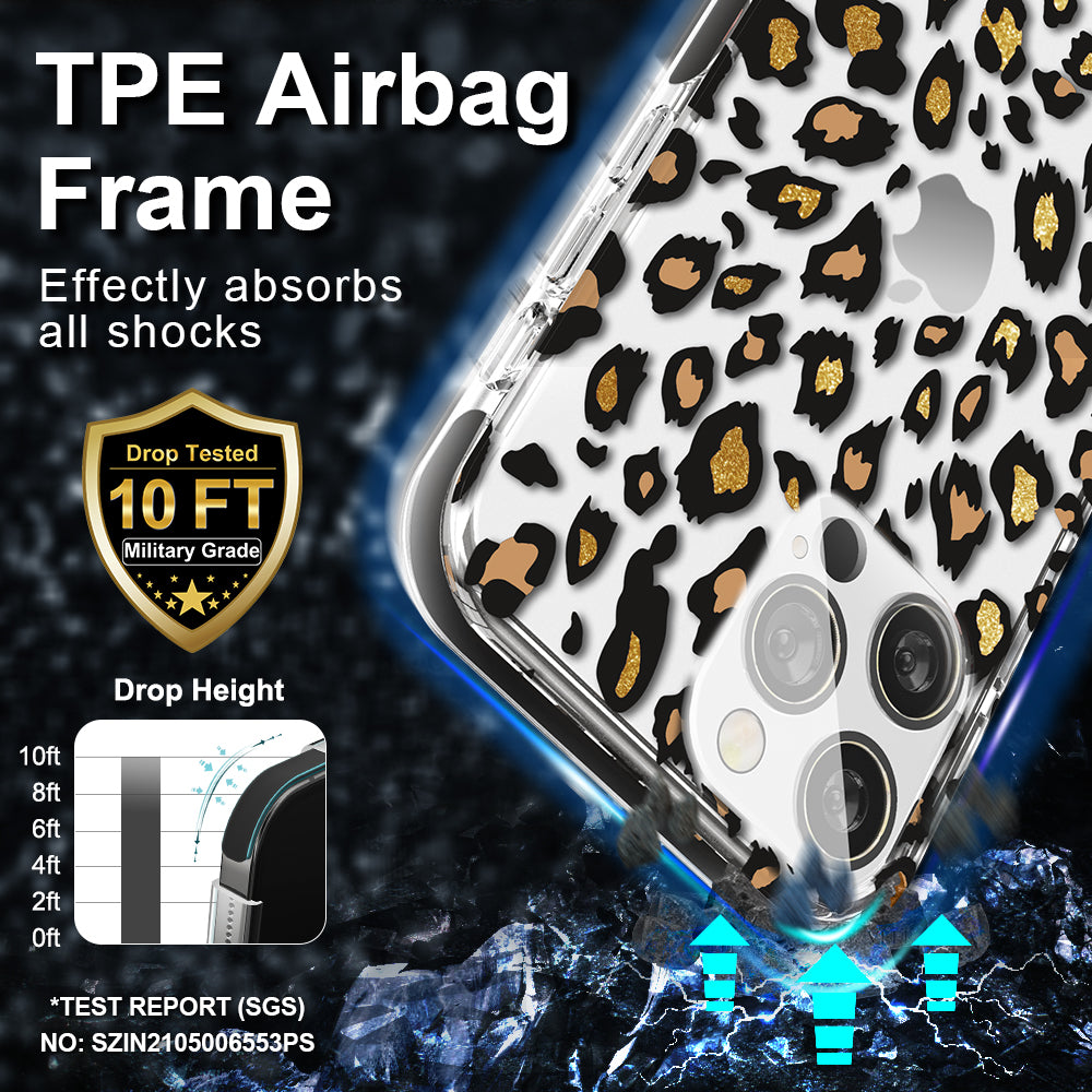 KINGXBAR Glitter Powder IMD Design TPE + PC + TPU Hybrid Shockproof Back Cover for iPhone 13 Pro 6.1 inch