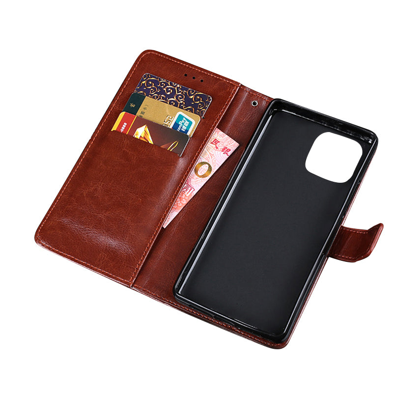 IDEWEI Crazy Horse Texture Folio Flip Leather Protective Phone Case Shell for iPhone 13 Pro Max 6.7 inch